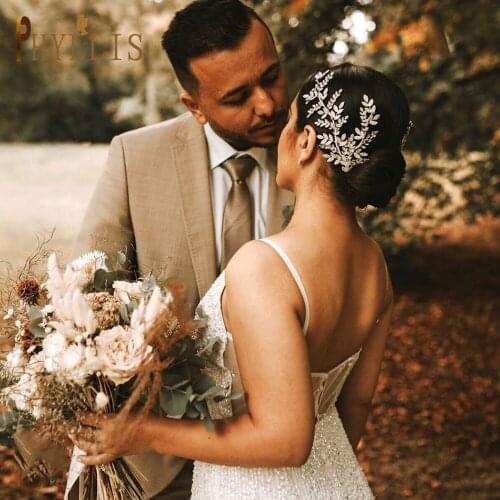 A285 Pageant Headband Wedding Silver Leaf Headpiece Hot Sale Wedding Hairbands for Women Fashion Tiaras Bridal Hair Accessories