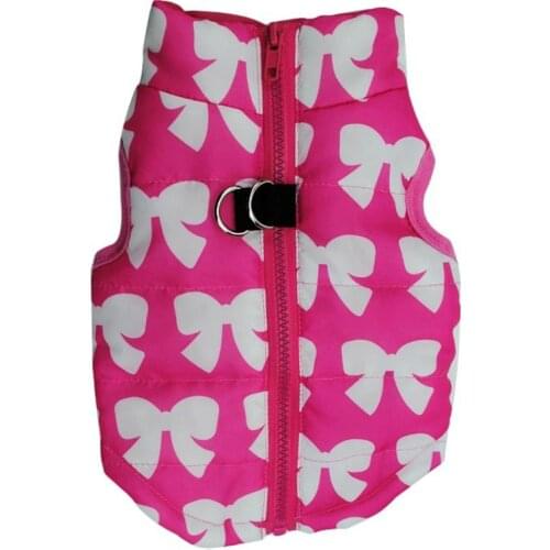 Pet Dog Vest Cotton Winter Warm Coat Padded Bowknot Zipper Jackets Sleeveless Windproof Harness Soft Dogs Cat Clothing