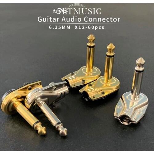 12Pcs 90 Graden Haakse 6.35 Mm Mono 2 Pole Jack Plug 6.35 Mm Gitaar Audio Kabel Phono Pannenkoek 1/4 Inch Connector