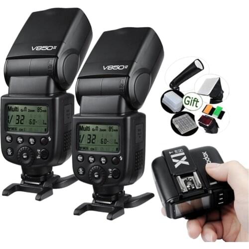2x GODOX V850II 2000mAh Li-ion Battery 2.4G 1/8000s Speedlite Flash +Ttransmiter X1T-C / X1T-N / X1T-S for Canon / Nikon / Sony