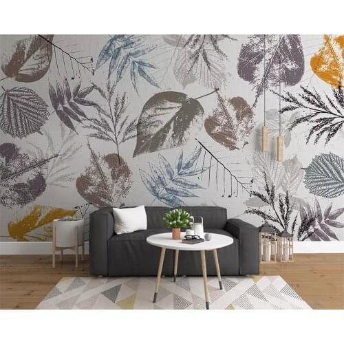 Beibehang Wallpaper mural modern minimalist hand drawn leaves abstract complex TV background wall 3d wallpaper papel de parede