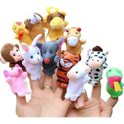 5PCS Random Cute Cratoon Finger Puppet Stuffed Animal Plush Toys Doll Interactive Educational Toy Gift for Kids Gift