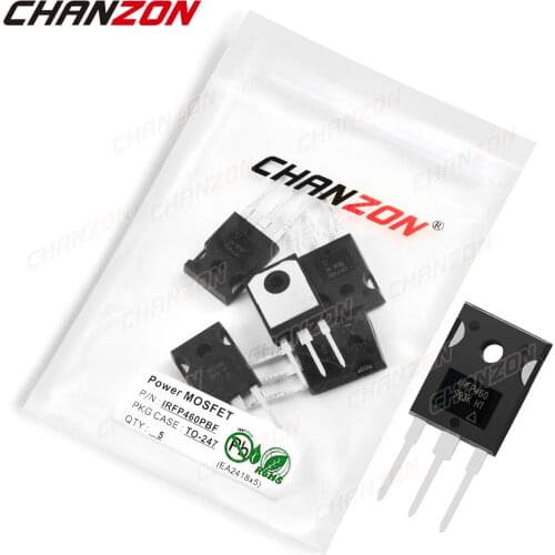 5Pcs IRFP460PBF TO-247 Power SIC Mosfet Transistor Bipolar Junction BJT Powerful Triode Tube Fets 20A 500V Integrated Circuits