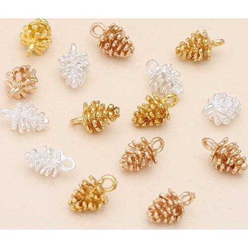 50pcs Hot Sale Alloy Silver Color Pinecone Pendants Charms DIY Earrings Necklace Making Jewelry Accessories For Bracelets 12*7mm