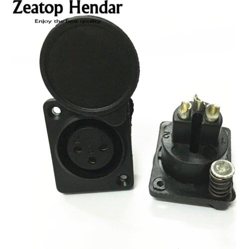 50Pcs XLR 3 Pin Waterproof Female Chassis Panel Mounted Socket Adapter Soldering for Power MIC Connector Black