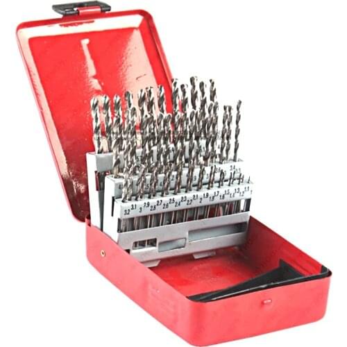 51 Pieces of Metal Twist Drill Set Stainless Steel Drilling Wear-Resistant for Woodworking