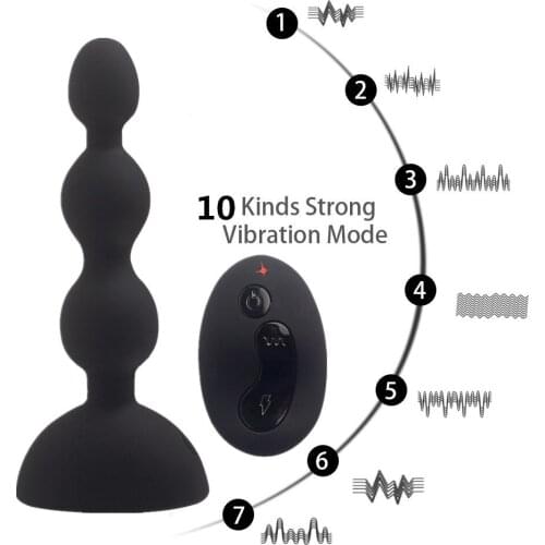 Anal Vibrator Sex Toys For Women Vibrating Anal Beads Plug 10 Speeds Prostate Massager Wireless Remote Control G-spot Vibration