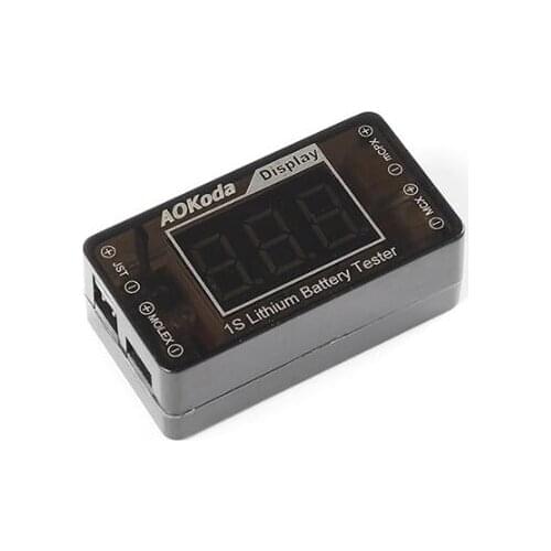 AOKoda AOK-041 1S Lithium Battery Tester Indicator for Checker For JST MOLEX mCPX MCX Plug Connector Battery Voltage