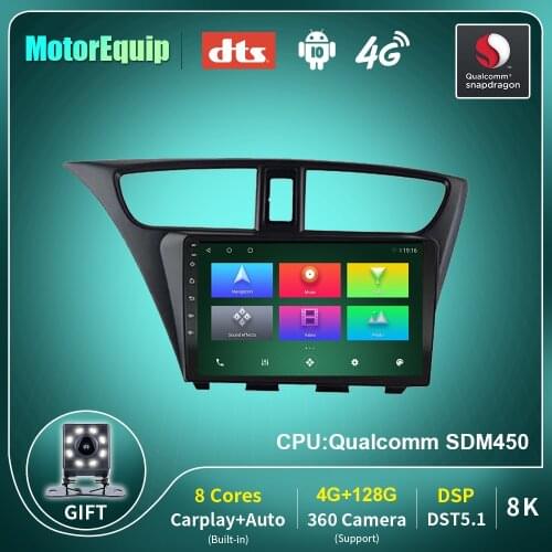 Android 10.0 2 Din Smart Car Radio For Honda CIVIC Hatchback 2012-2017 4G WiFi BT Carplay Auto HiFi DSP Multimedia Player no cd