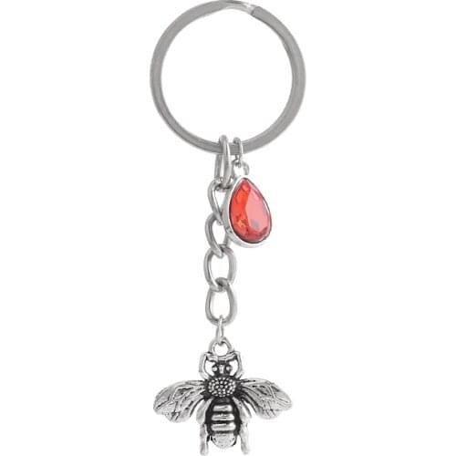 1PCS Women/Mens Fashion bees Charm 25mm Keychain Key Rings Alloy Charms Gifts 20 Colors You Choose
