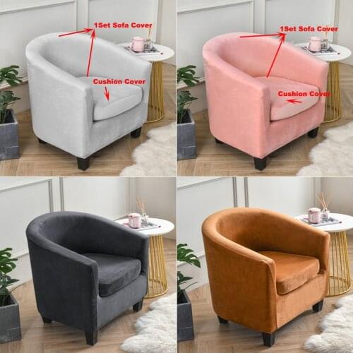 1Set Tub Sofa Cover Velvet Club Chair Cover Small Round Sofa Slipcovers for Living Room Couch Covers With Seat Cushion Covers