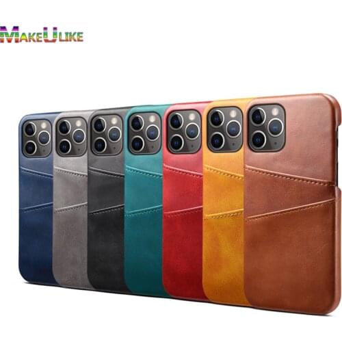 Case For iPhone 11 Pro Max 12 Mini 11Pro 12Pro 6 6S 7 8 Plus X XR XS Max SE 2020 Case 2 Card Slot PU Leather Hard Back Cover
