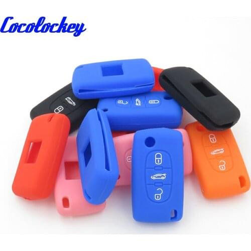 Cocolockey Silicone Car Key Cover Case for Peugeot 207 407 407SW for Citroen C4 C5 C6 C8 Car Key Cover Case No Logo