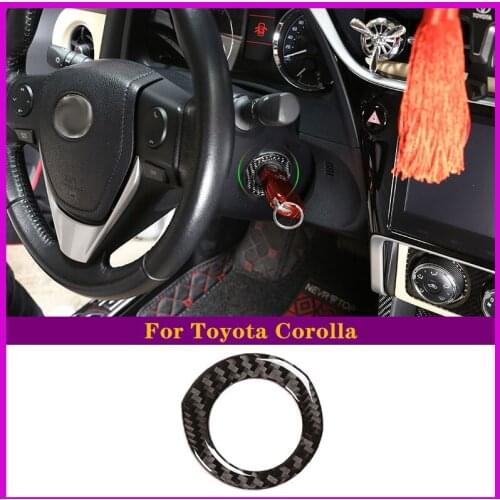 For 2014-2018 Toyota Corolla Car Ignition Switch Key Ring Frame Carbon Fiber Material (Soft) Car Interior Accessories 1 Pcst