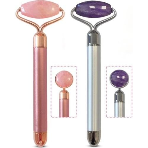 Electric Natural Jade Roller Face Massager Firming Skin Anti-wrinkles Double-heads Massage Roller Derma Roller Skin Care Tools
