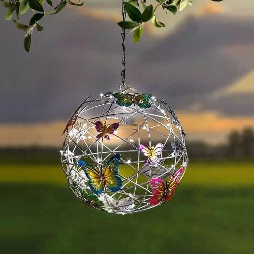 Solar Lights ing Lantern, Solar Power Mesh Iron ing Ball Lights White Lights LED Garden Light Lantern Decoration