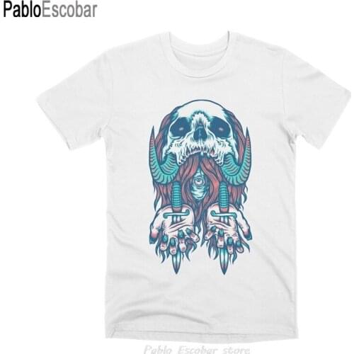 Punish the Wicked T Shirt skulls skeletons bones horns knives knife abstract Horror male black t-shirt cotton teeshirt men tops