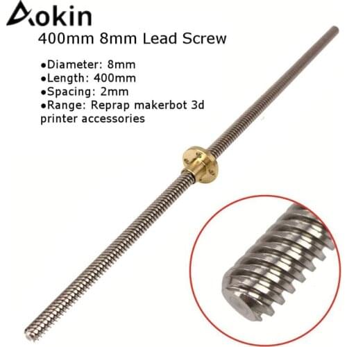 T8 Lead Screw 100mm 150mm 250mm 300mm 330mm 350mm 400mm 500mm 3D Printers Parts 8mm Trapezoidal Screws Copper Nuts Leadscrew