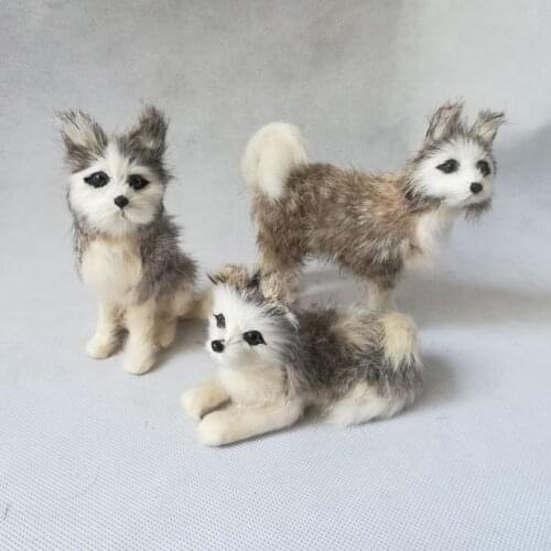 Real life toy dog about 12-13cm polyethylene&furs gray husky one lot/3 pieces decoration props ,baby toy gift d0788