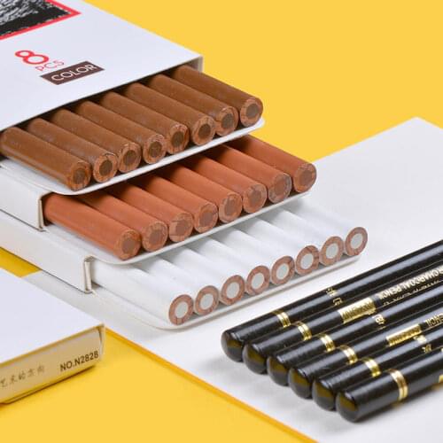 8Pcs High quality Environmental Set Of 4 Colors Range Charcoal Sketching Pencil Black Matte Pencirs Sketch Pro Drawing Pencil