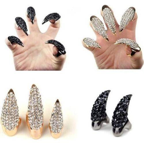 Punk Long Knuckle Steampunk Metal Joint Armor Finger Ring for Women Full Gothic Rings Men Halloween Accessories