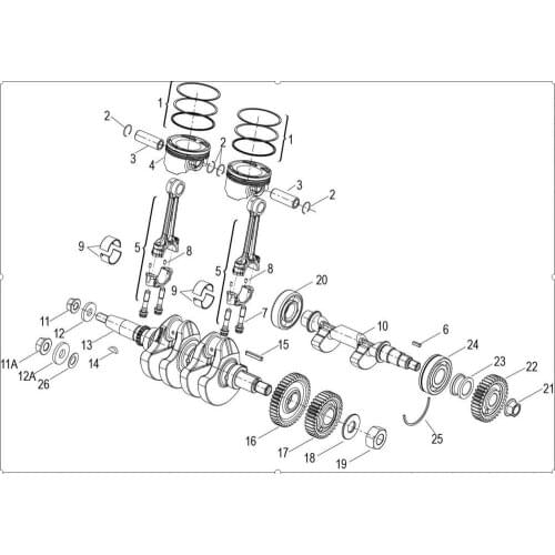 Crankshaft connecting rod piston ring roller bearing driving gear balance shaft flat key page Of Benelli BJ500 Leoncino 500