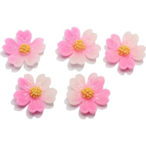 Beautiful Flower Resin Flatback Cabochons Pink/White Oriental Cherry Floral Ornament Slime Charms Jewelry Making Supplier