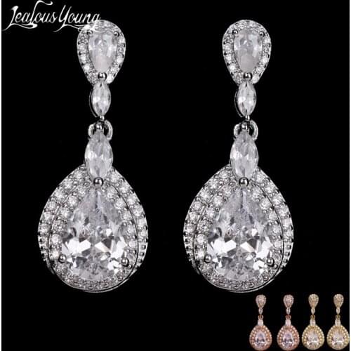 Fashion Water Drop Zircon Silver Color Drop Earrings for Women Luxury Wedding Earrings Jewelry Gift Korean Earrings