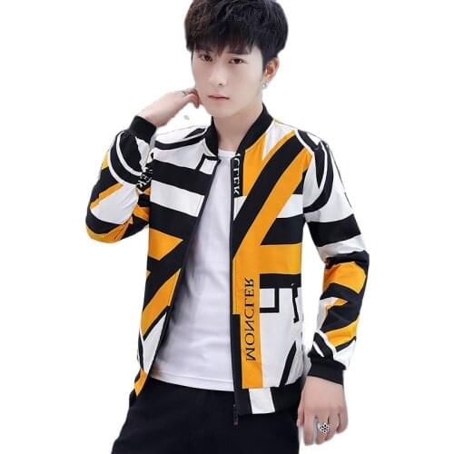 2021 New Mens Jacket Spring Autumn Fashion Casual printing Baseball Coat Slim Fit Bomber Male Coat Men Windbreaker Outwear 3XL