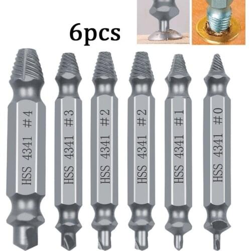 6pcs Material Damaged Screw Extractor Drill Bits Guide Set Broken Speed Out Easy Out Bolt Stud Stripped Screw Remover Tools