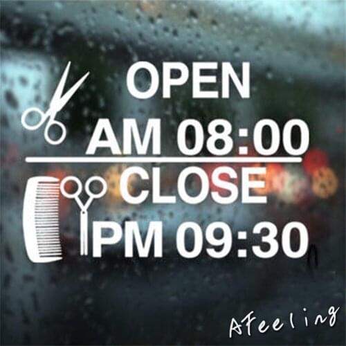 Hairdressing advertising window sticker business open close time sign wall sticker sticky poster banner