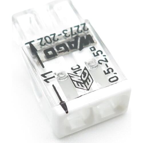 Origin 2273-202 10Pcs Mini Push-in Connector 2 Pin Compact Wire Connector For Junction Box Installation Terminal Bolcks VDE UL