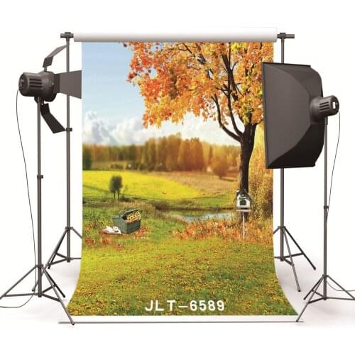 Autumn Yellow Tree Fields Vinyl Backgrounds for Photography Computer Printed Photo Backdrops Photocall for WeddingsChildren