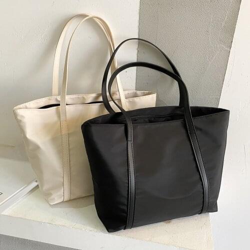 Portable Women Large Capacity Shoulder Satchel Fashion Solid Colro Oxford Tote Bag Casual Street Travel Shopping Zipper Handbags