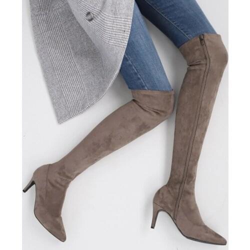 Size 33-42 Fashion Womens Boots Pointed Stiletto High Heel Boots Sexy Over The Knee High Boots Womens Shoes 2020 Winter