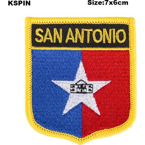 San Antonio Shield Shape Flag patches embroidered flag patches national flag patches for Cothing DIY Decoration