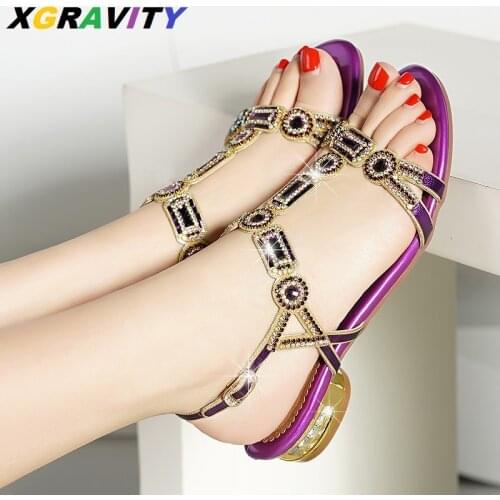 XGRAVITY Fashion Flat Summer Shoes Size 34-41 Outdoor Fashion Beach Flat Sandals Confortable Ladies Open Toe Shoes Casual Shoes