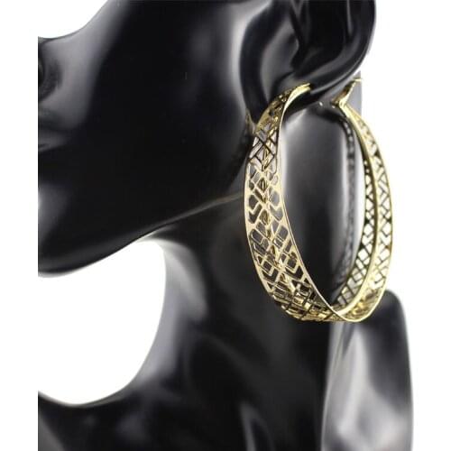 Hoop Earrings For Women Girl Gold White Gold Alloy Hollow Hyperbole For Gift Big Dangle For Dancer Hip Hop Rapper Earring HLE430
