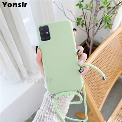 Lanyard Silicone Case For Samsung Galaxy A31 A41 A20E A20 A30 A21S A40 A50 A51 A70 A71 A32 A52 A72 Strap Cord Chain Phone Cover