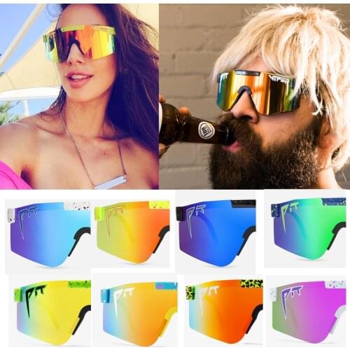 2021Brand Rose red pit viper Sunglasses double wide polarized mirrored lens tr90 frame uv400 protection wih case