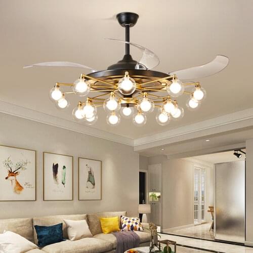 Invisible Ceiling Fan Light Modern Minimalist Living Room Ceiling Fan Light Dining Room Ceiling Fan with Lights Remote Control