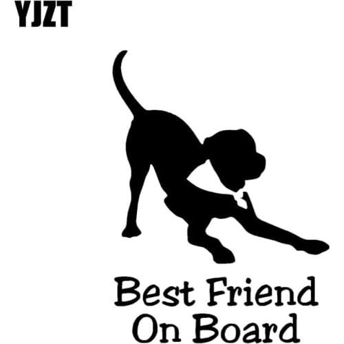 YJZT 9.7CM*13CM Best Friend Dog BABY ON BOARD Vinyl Sticker Car Decals Black Silver C10-00671
