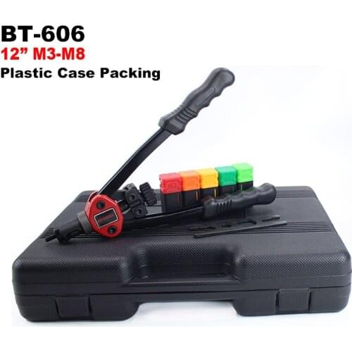YOUSAILING Manual Riveter 12" BT-606 Hand Insert Rivet Nut Tool Manual Mandrels M3 M4 M5 M6 M8 Plastic Case Packing