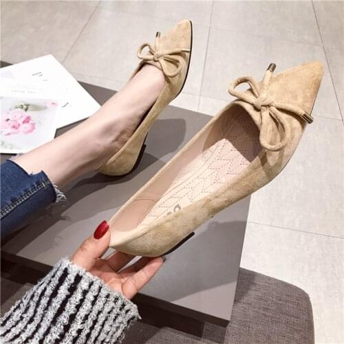 Women Flats Flock Leather Pointed Toe Solid Color Female Flat Heel Shoes Office Lady Working Shoes 31-46 Extra Big Size 45 44