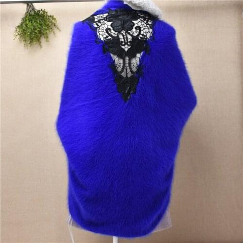 Brandy melville ladies women fashion hairy lace angora rabbit fur knitted long batwing sleeves fall winter cardigans mantle coat