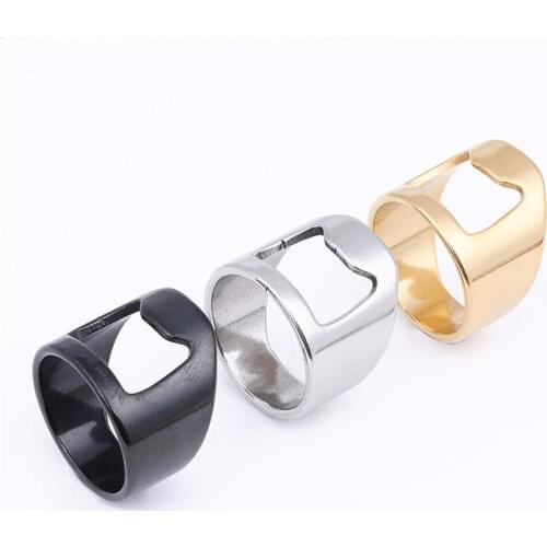 Womens Ring Stainless Steel Ins Fashion Female Gold Color Bottle Opener Finger Rings For Women Jewelry Wholesale Anillos Mujer
