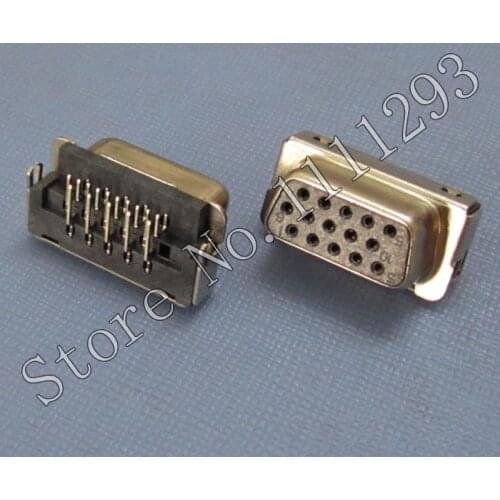 10pcs/lot VGA Jack Connector D-SUB 15P F R/A DIP for Laptop etc CRT Port , PCB to Top H 6.6mm