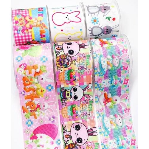 10 Yards Easter Ribbons printed Grosgrain Ribbon For Hair Bows DIY Crafts Handmade Accessories 4283