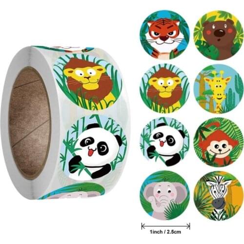 100/500pcs Cartoon Panda Animals Stickers for kids toys sticker school teacher reward sticker Many styles designs pattern
