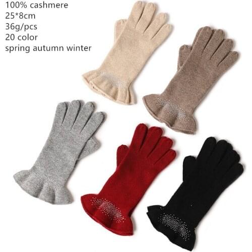 Naizaiga 100% cashmere short pure cashmere gloves beige camel red black women fashion glove SN822